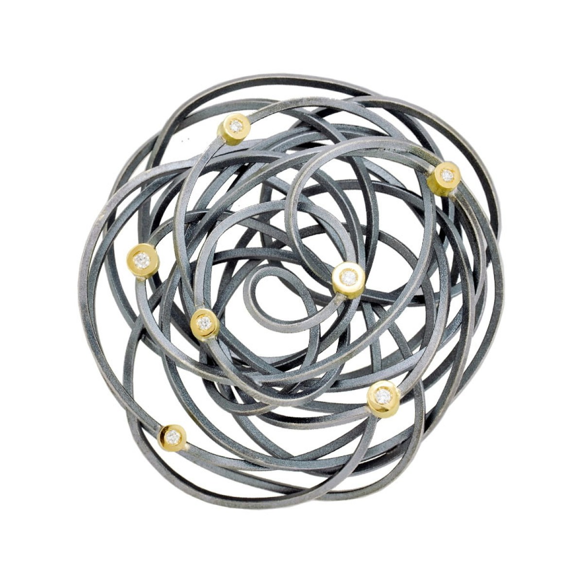 Caos silver&gold 7 brilliants pendant van Arior Barcelona