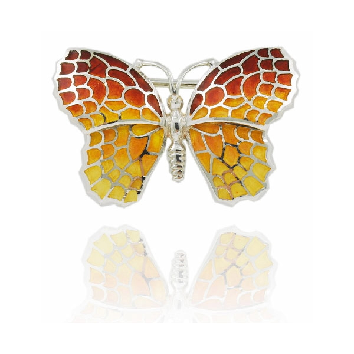 Small Ochre “Trencadís” Mosaic Butterfly Brooch van Arior Barcelona