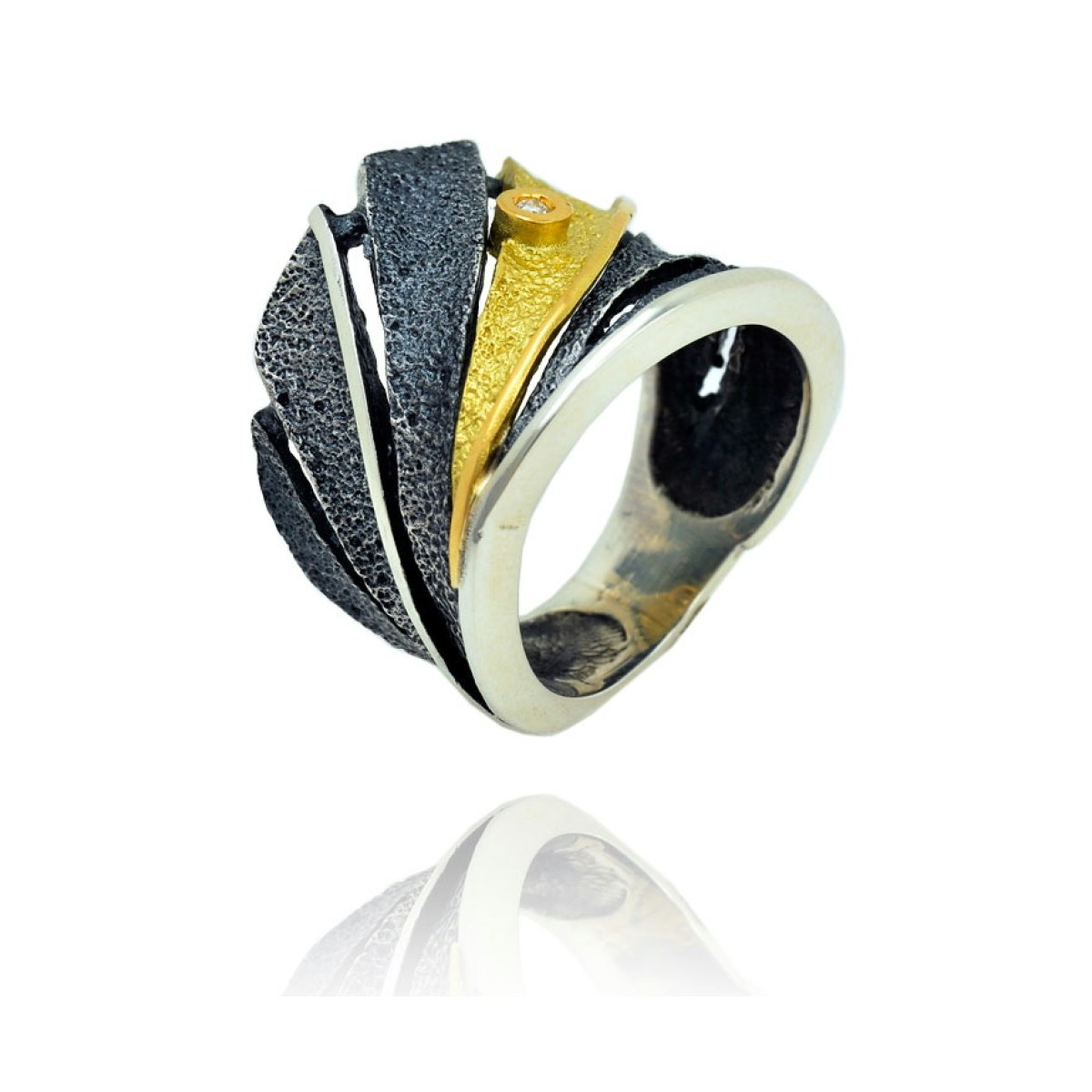 Fenix silver&gold ring van Arior Barcelona