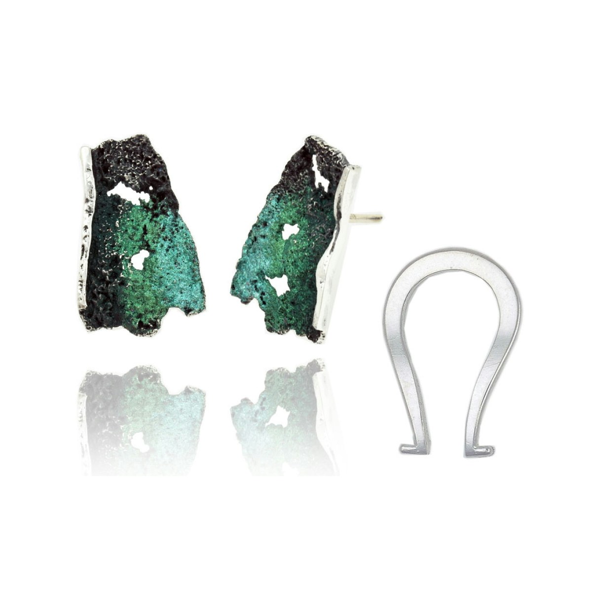 One-piece big earring intenzza emerald green van Arior Barcelona
