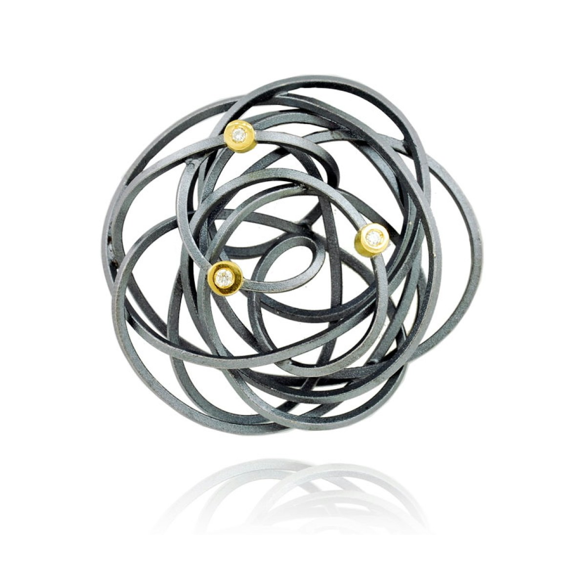 Caos silver&gold 3 brilliants pendant van Arior Barcelona