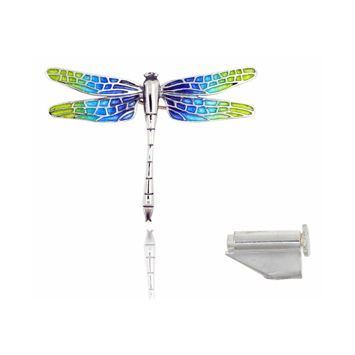 Little yellow blue mosaic Dragonfly brooch van Arior Barcelona