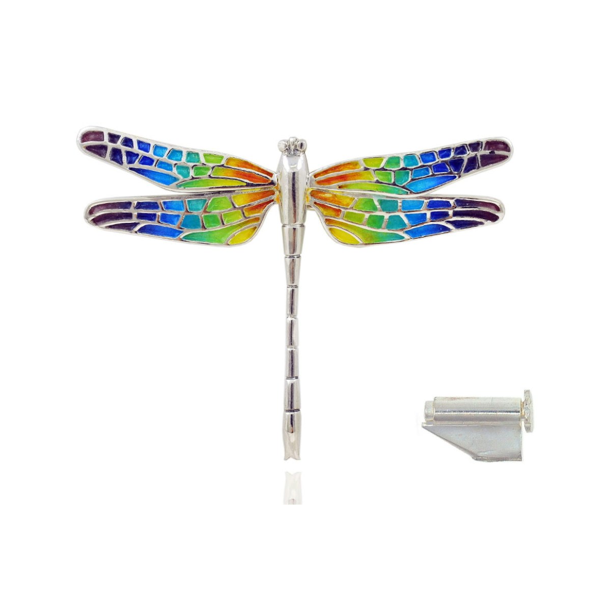 Mosaic "trencadís" Dragonfly orange big brooche van Arior Barcelona