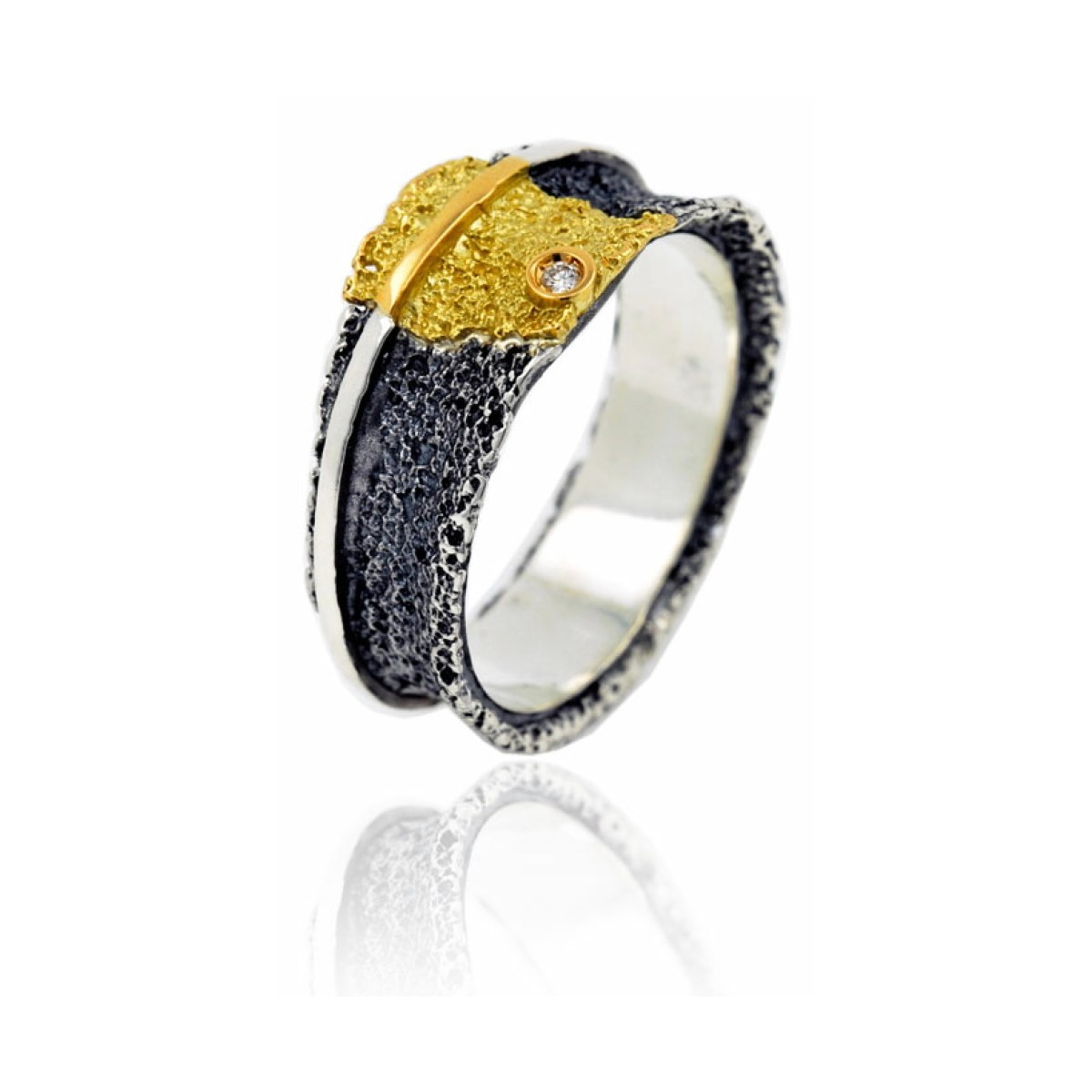 Osha silver&gold big ring van Arior Barcelona