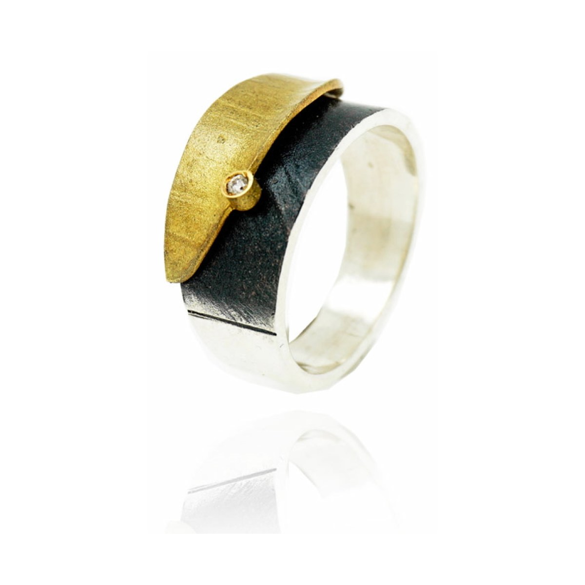 DobleFulla silver&gold ring van Arior Barcelona