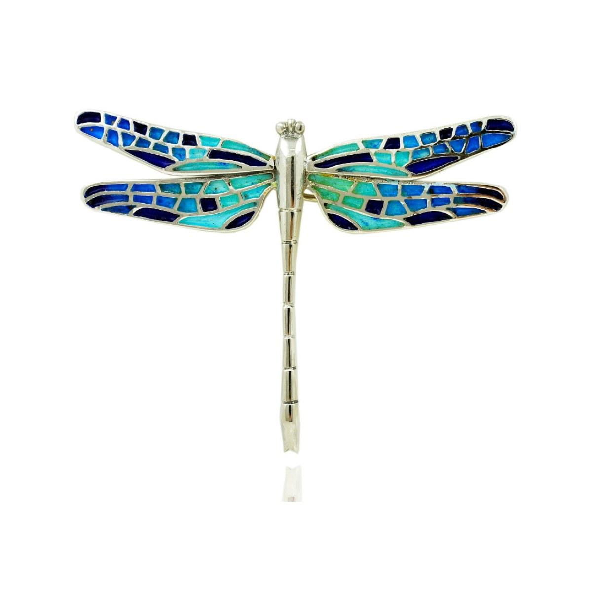 Mosaic "trencadís" Dragonfly blue big brooche van Arior Barcelona