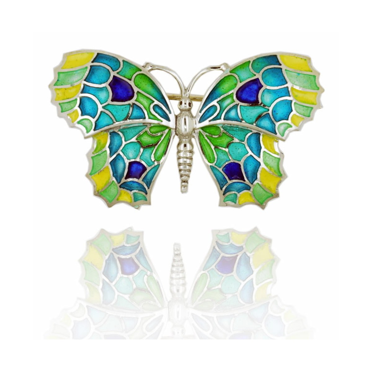 Medium Yellow-Green-Blue Butterfly Brooch van Arior Barcelona