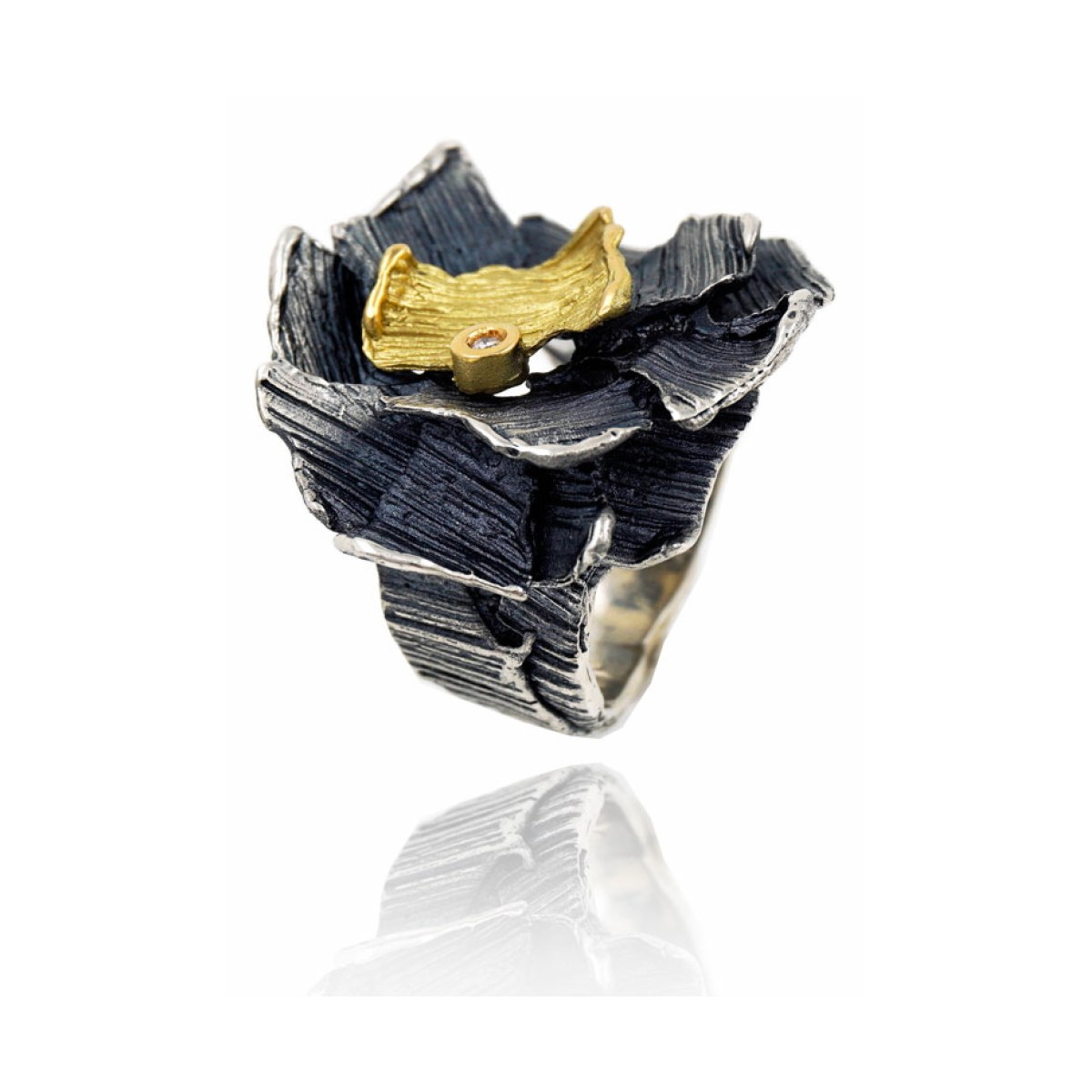 Big Summum silver&gold ring van Arior Barcelona
