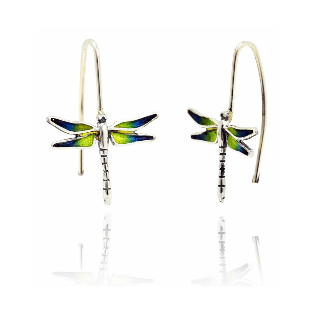 Small Blue-Green-Yellow Dragonfly Earrings MENORCA van Arior Barcelona