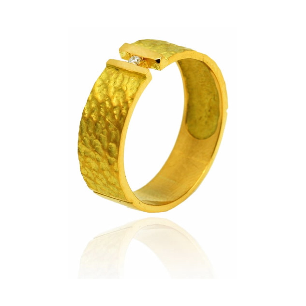 Textured Rectangle Ring with Diamond van Arior Barcelona