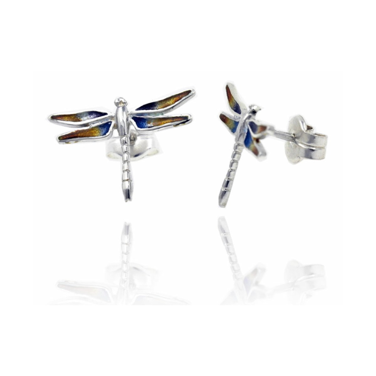 Small Yellow-Blue-Purple-Orange Dragonfly Earrings van Arior Barcelona