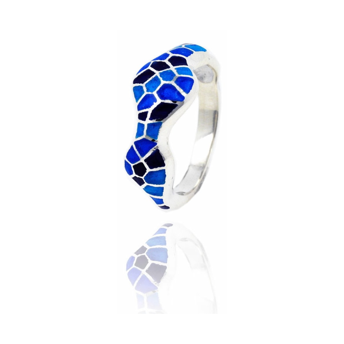 Anillo ondas trencadis azul van Arior Barcelona