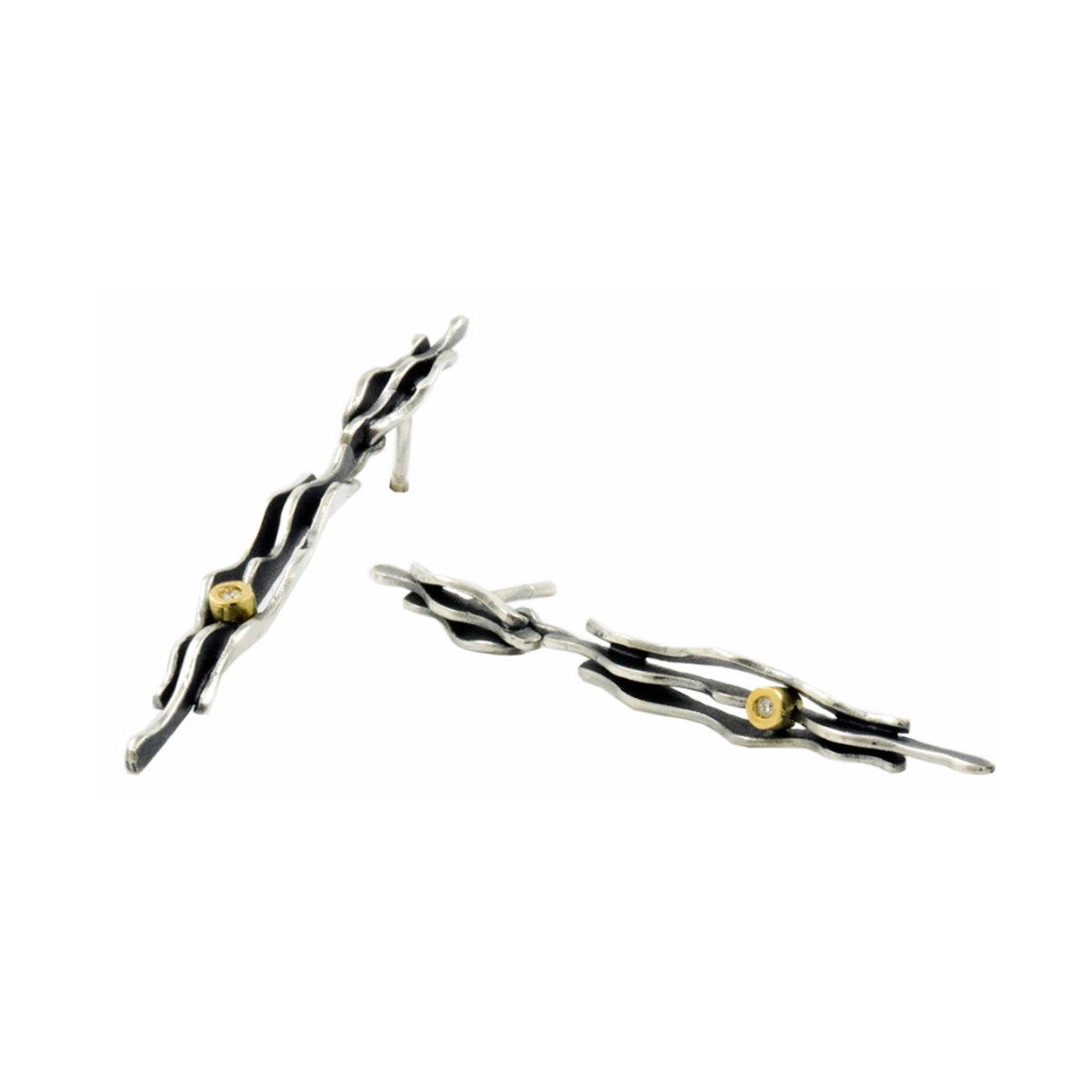 Fi silver & gold 2 pieces earring van Arior Barcelona