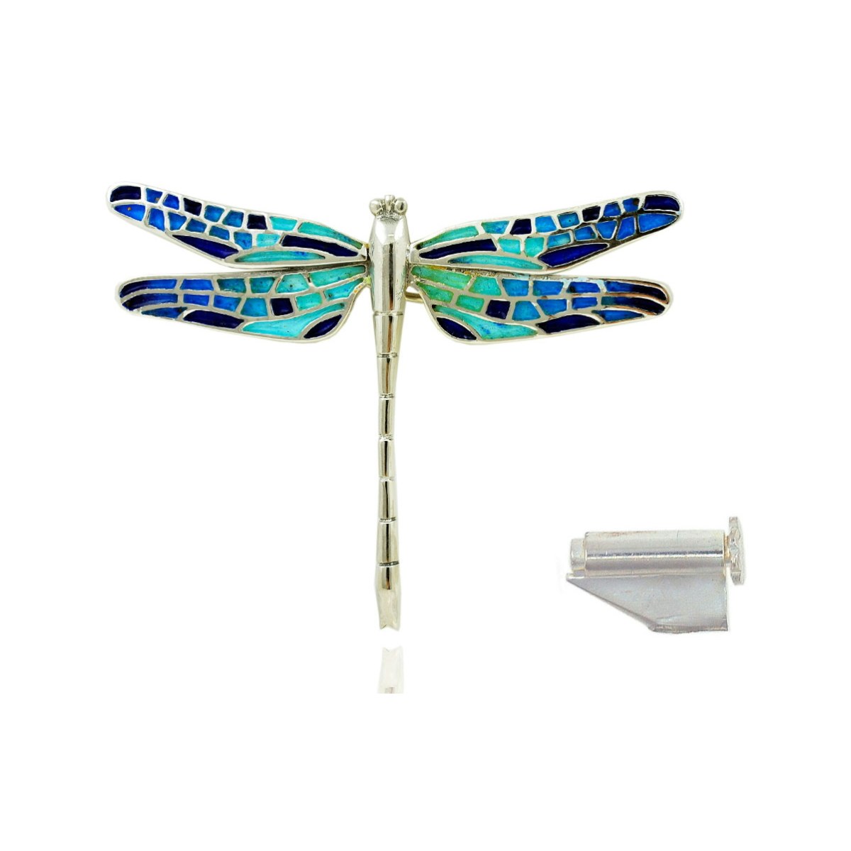 Mosaic "trencadís" Dragonfly blue big brooche van Arior Barcelona