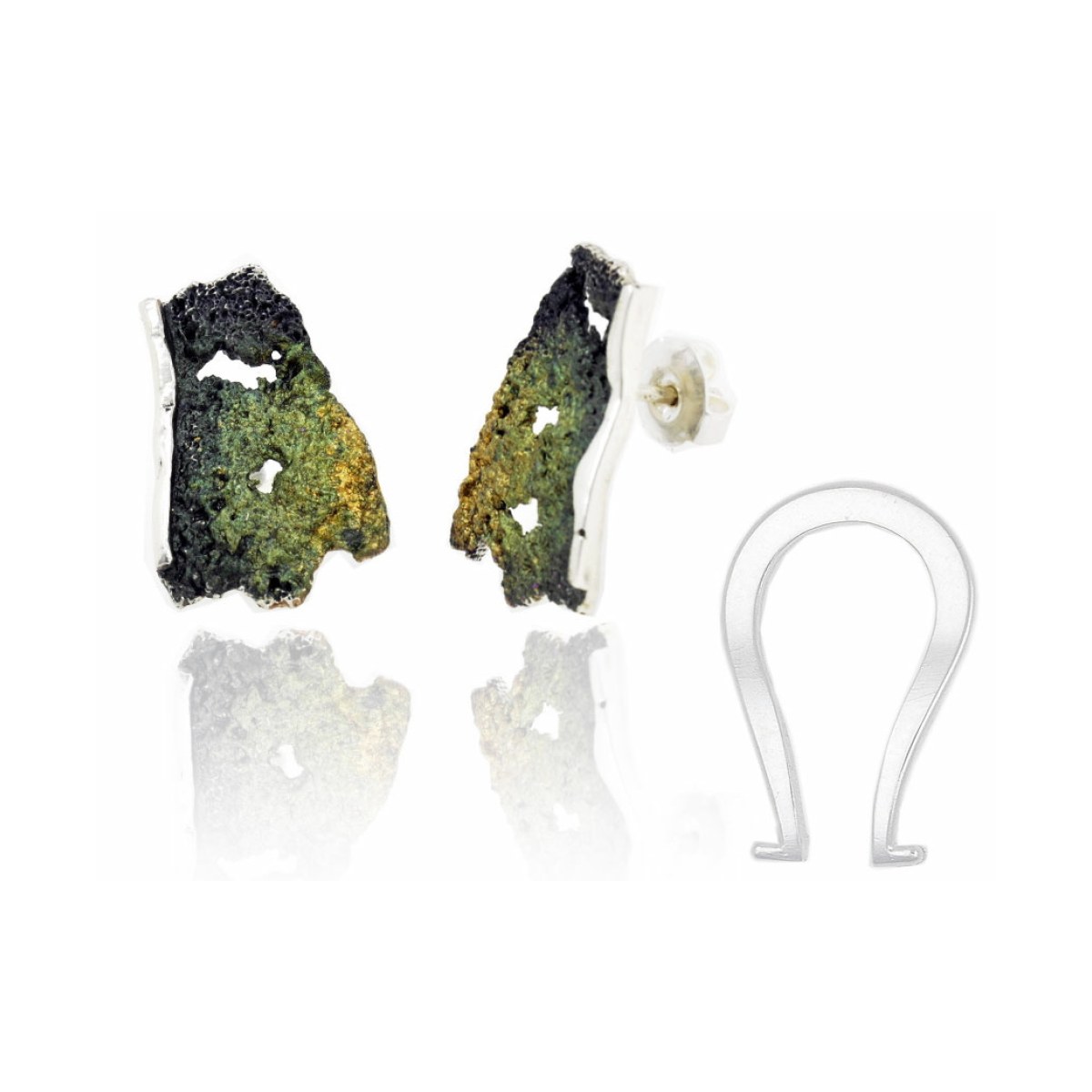 Intenzza Lichen-green medium earrings van Arior Barcelona