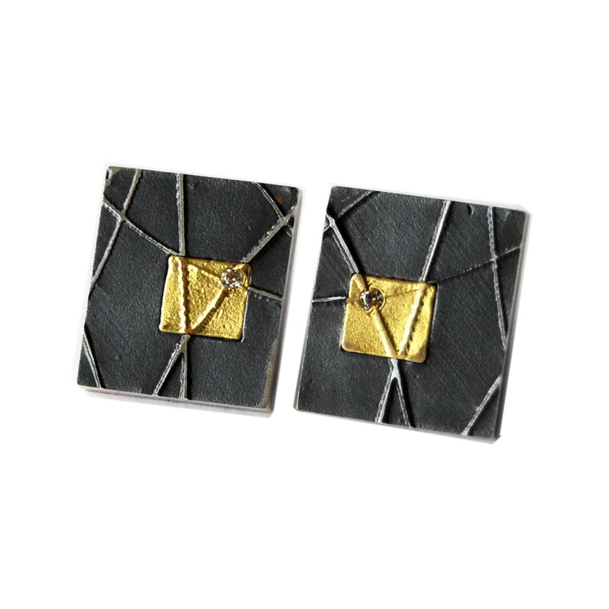 Square Silver and Gold Earrings van Arior Barcelona